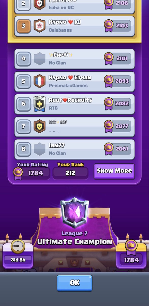 SQUIDcr's tweet photo. Almost top 200. This deck is fun but I’ll see how it is when they add the flex slot. https://t.co/e8v96kYIvg