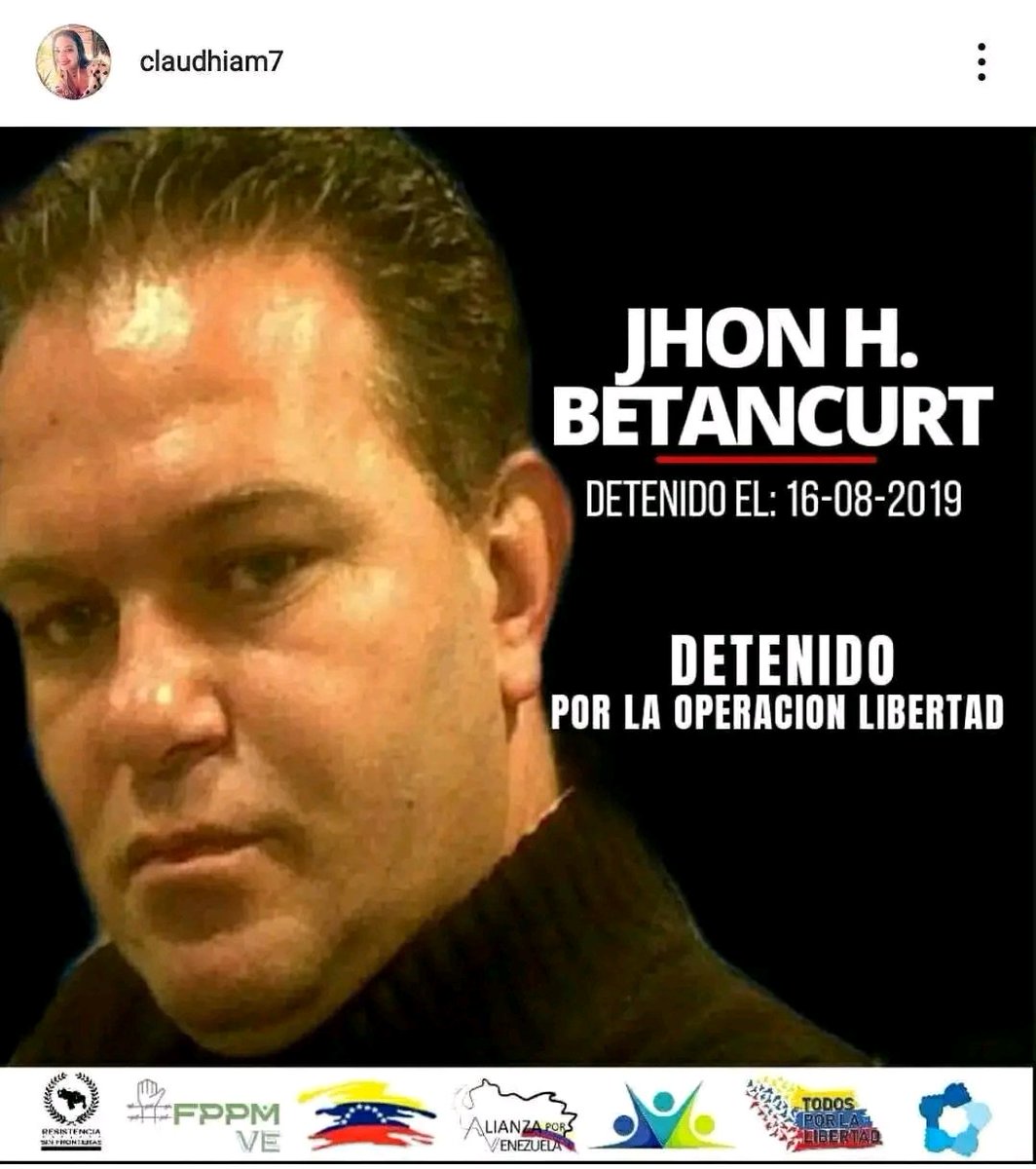 Libertad Para Todos Los Presos Politicos Caso #OperacionLibertad30A
#LibertadParaLosPresosPolíticos
#QueSeanTodos
<a href="/abdelnaimep/">Abdel Naime Pereira</a> <a href="/Jebrath_/">Jorge Ebrath</a> <a href="/Mahita71/">Mariela Hernandez</a> <a href="/RomeroLaudelina/">Laudelina Romero</a> <a href="/KeilaMaryna/">KMC.</a> <a href="/TemplarioResis/">Templario Resistencia</a> <a href="/ResistanceVene/">Resistencia2018</a> <a href="/estebanoria/">Esteban Oria</a> <a href="/ForoPenal/">Foro Penal</a> <a href="/stefmiglio/">Stefania Migliorini</a> <a href="/AlexisPerez_to/">Alexis Miguel Perez Toledo..</a> <a href="/alfredoromero/">Alfredo Romero</a>