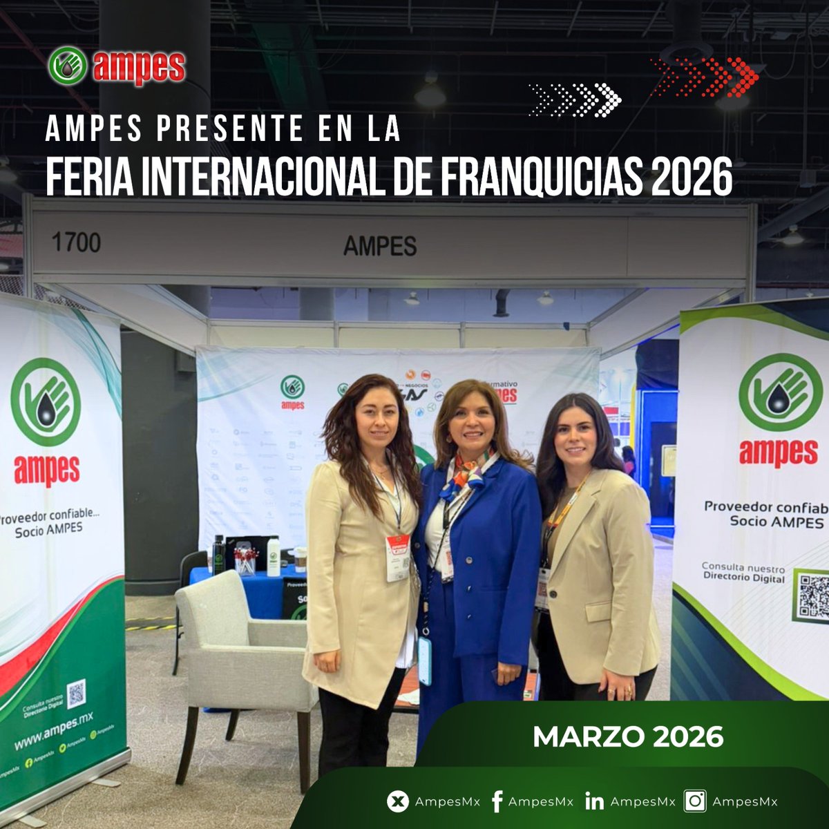 AmpesMx's tweet photo. AMPES presente en la Feria Internacional de Franquicias 2026, participando en uno de los encuentros más importantes del ecosistema empresarial en México. 🤝
💼 Stand 1700
📅 5, 6 y 7 de marzo de 2026
📍 WTC Ciudad de México
#AMPES #FeriaDeFranquicias #FIF2026 #ExpoFranquicias https://t.co/XDMKBWWIVT