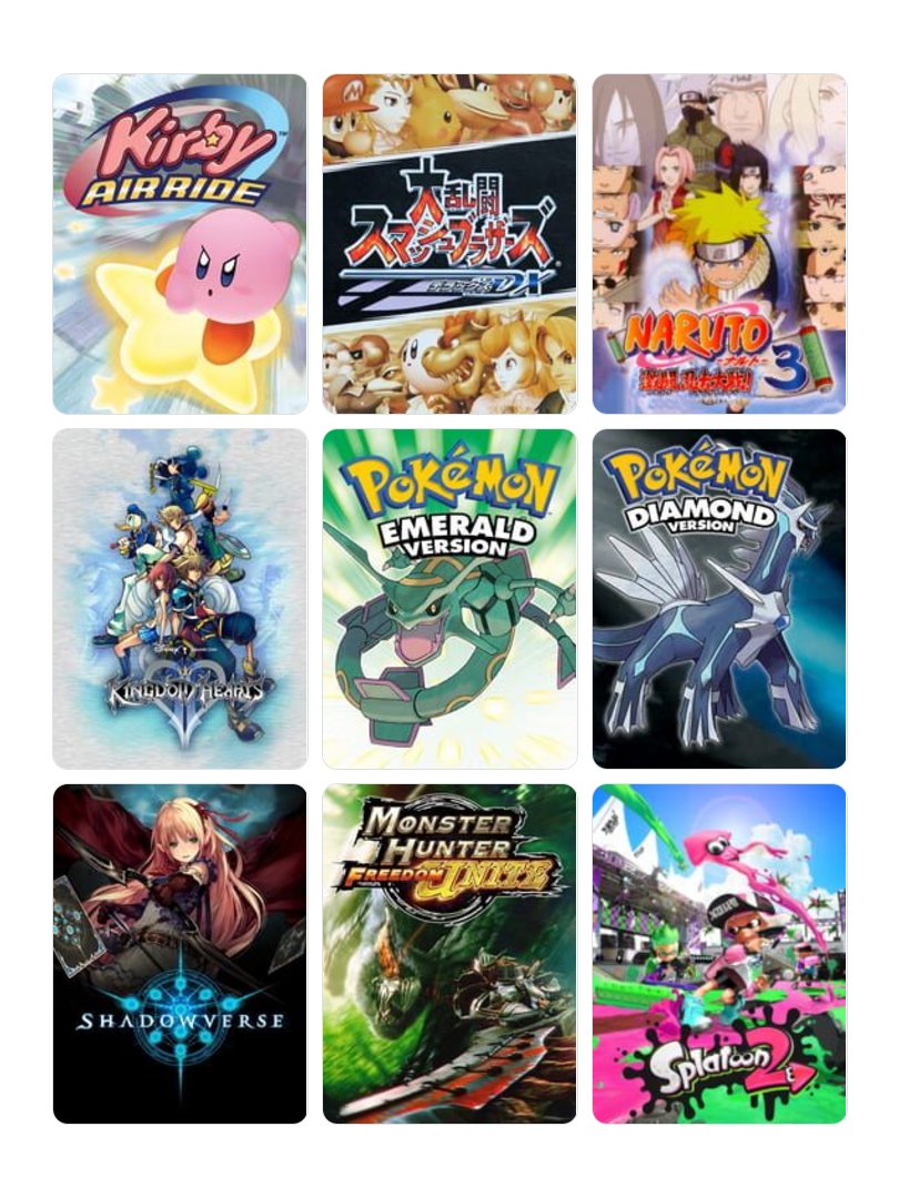 sv_roxas_key's tweet photo. 私を構成する9つのゲーム
1. カービィのエアライド
2. 大乱闘スマッシュブラザーズDX
3. Naruto 激闘忍者大戦！3
4. キングダム ハーツII
5. ポケットモンスター エメラルド
6. ポケットモンスター ダイヤモンド
7. Shadowverse
8. モンスターハンターポータブル 2nd G
9. スプラトゥーン 2
#My9Games https://t.co/JZmhQ2h0BM