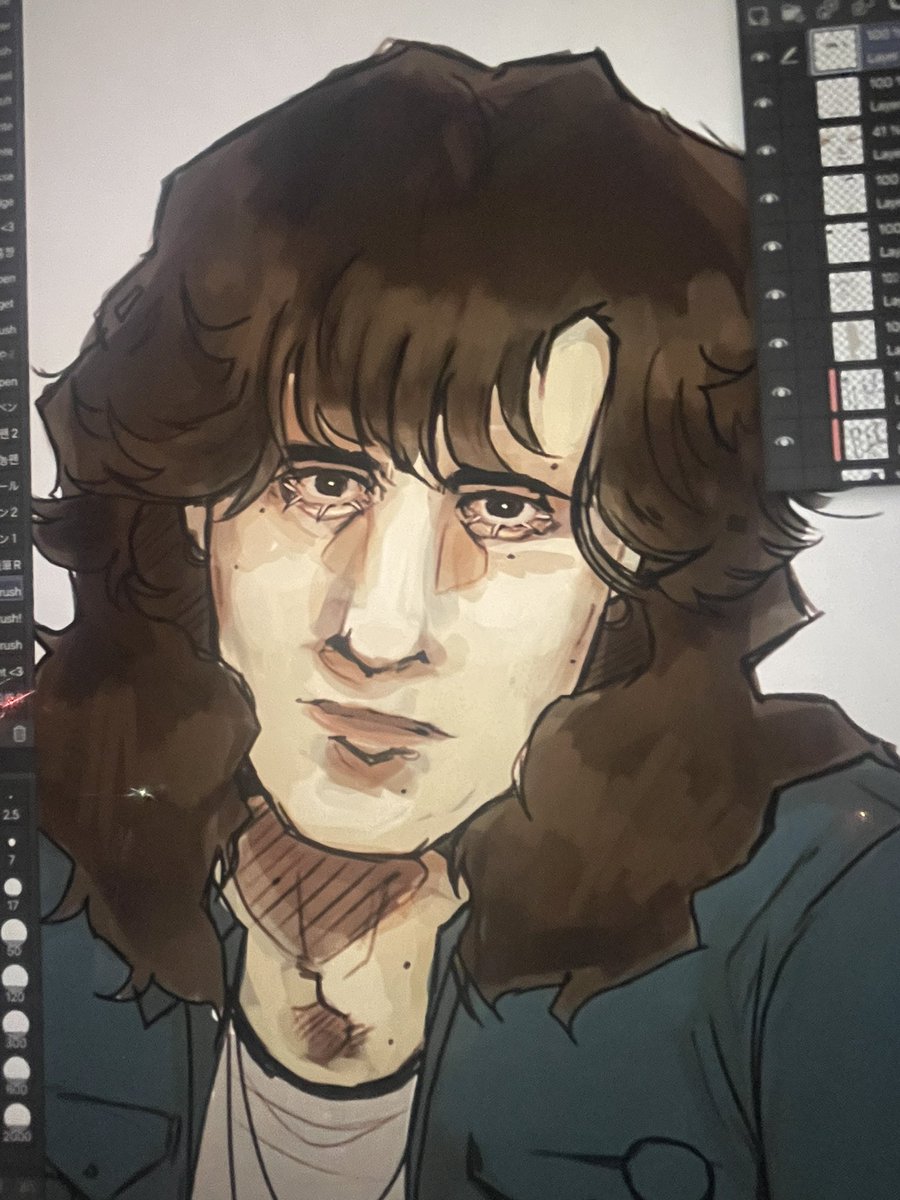 in the process of rendering oc and friend points out he looks like that eddie from stranger things Im  irritated