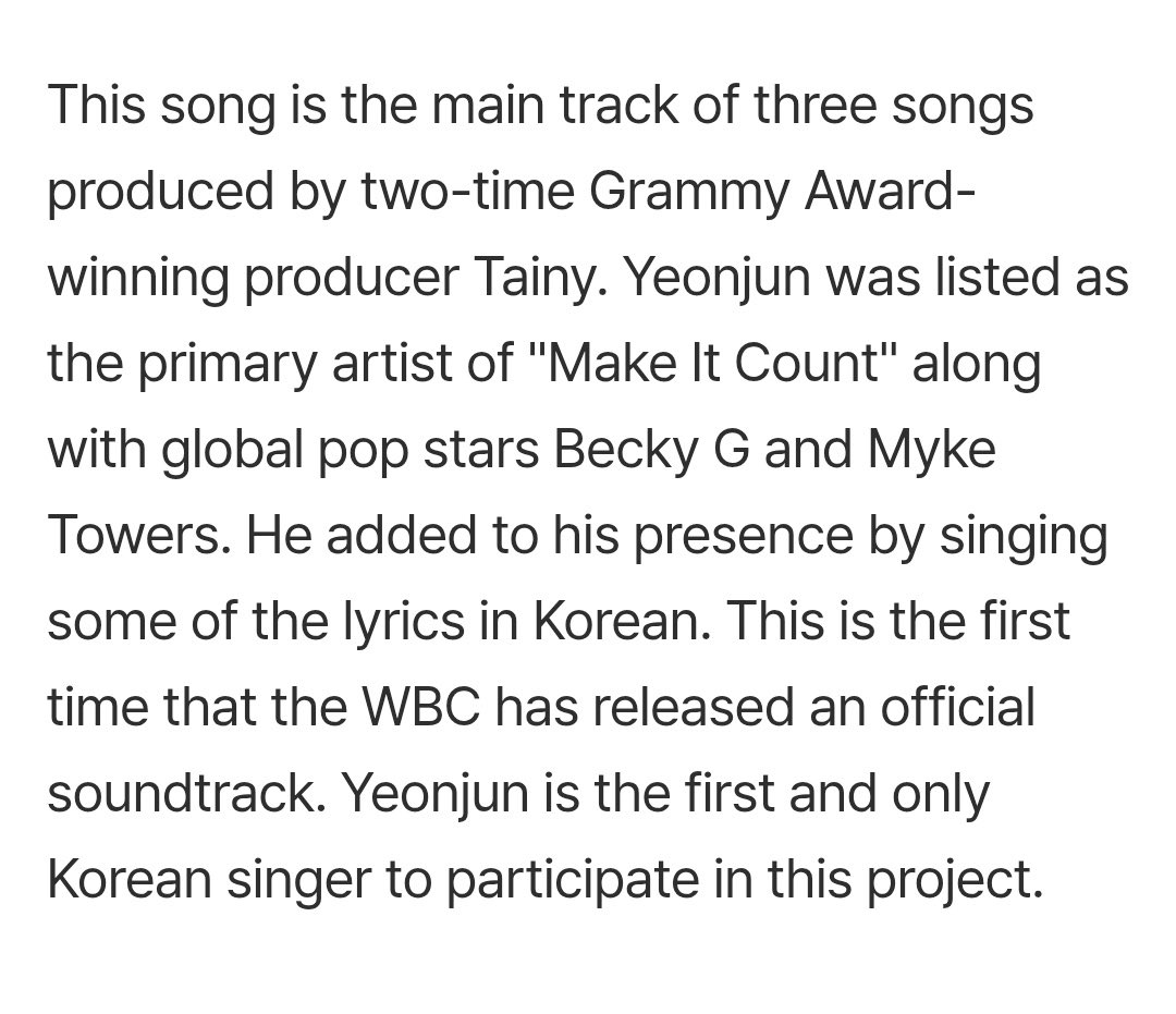 “YEONJUN ES EL PRIMER Y ÚNICO ARTISTA COREANO EN PARTICIPAR EN EL PROYECTO DE SOUNDTRACK DE LA WBC”

¡¡¡¡DÍGANLO MÁS FUERTEEEEEE SOLO EL IT BOY IDOL DE IDOLS CHOI YEONJUN!!!!