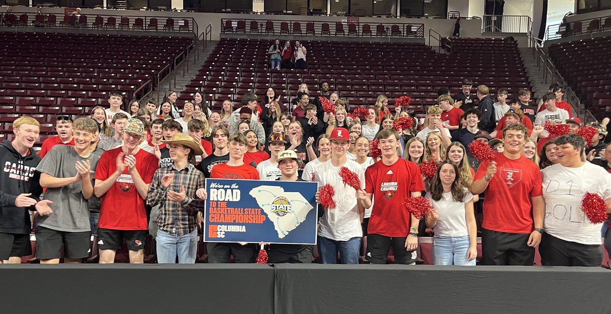 SCHSL's tweet image. The Landrum student section traveled the Road to Columbia in full force to cheer on their team to victory! 🏀
#RealColumbiaSC | @ColumbiaSC