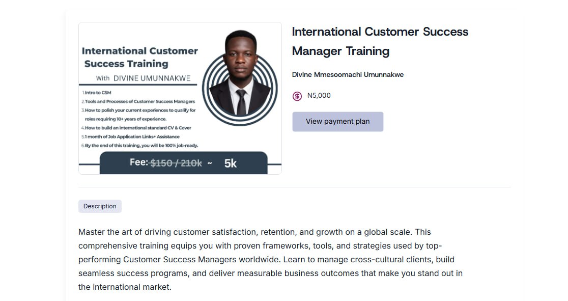 DMPwealth's tweet photo. I crashed the fee to over 85%
To ensure everyone gets an opportunity in this career. Businesses are urgently looking for CUSTOMER SUCCESS SPECIALISTS. This is a chance to build a career in tech without coding or designing!
Enroll now!
https://t.co/ekgXPH4m5j https://t.co/IIaWfr5Adi