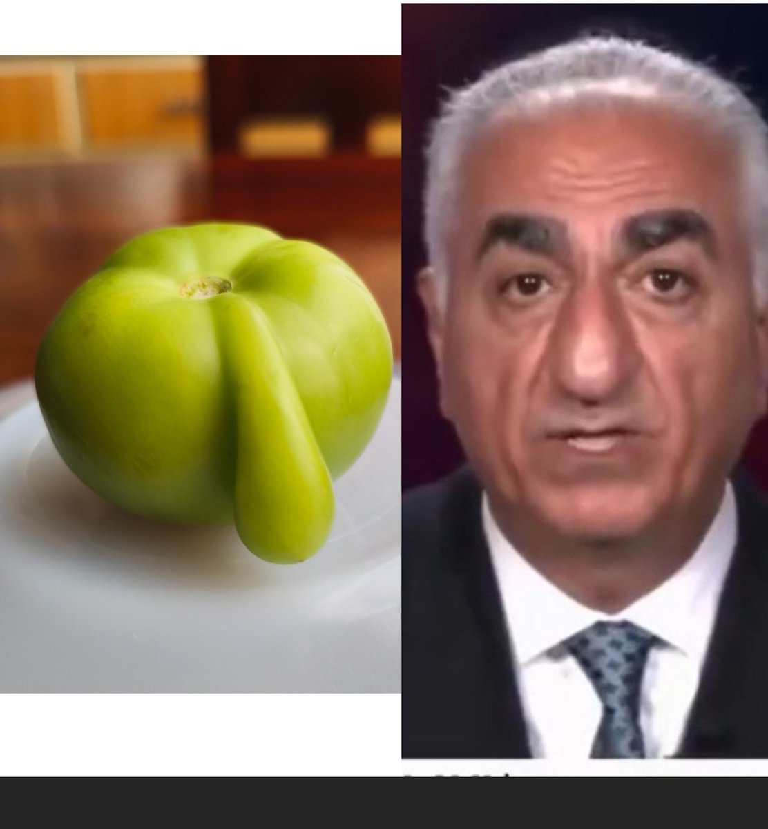 Hoy encontré un tomate que se parece a Reza Pahlavi 😅🤭