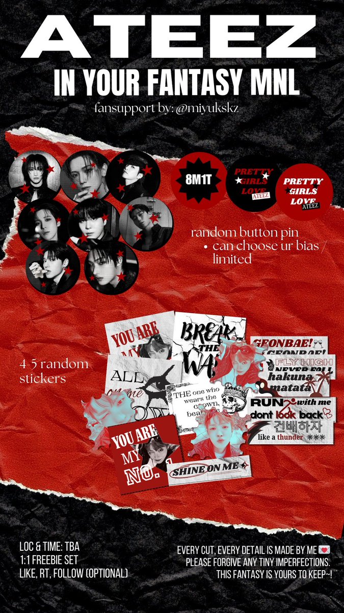 miyukskz's tweet photo. ✴︎˚｡⋆࣪ ִֶָ☾.  In Your Fantasy MANILA freebies (March 14, 2026)

♡ loc &amp; time:  TBA
♡ like, rt, follow (optional)  
♡ strictly 1:1 freebie set 
♡ open for trade just dm me~ 

See you all! ՞ ܸ.ˬ.ܸ՞𐦯

#InYourFantasy_MNL #ATEEZinManila #ATEEZ #에이티즈 https://t.co/ZxPUBNsja8