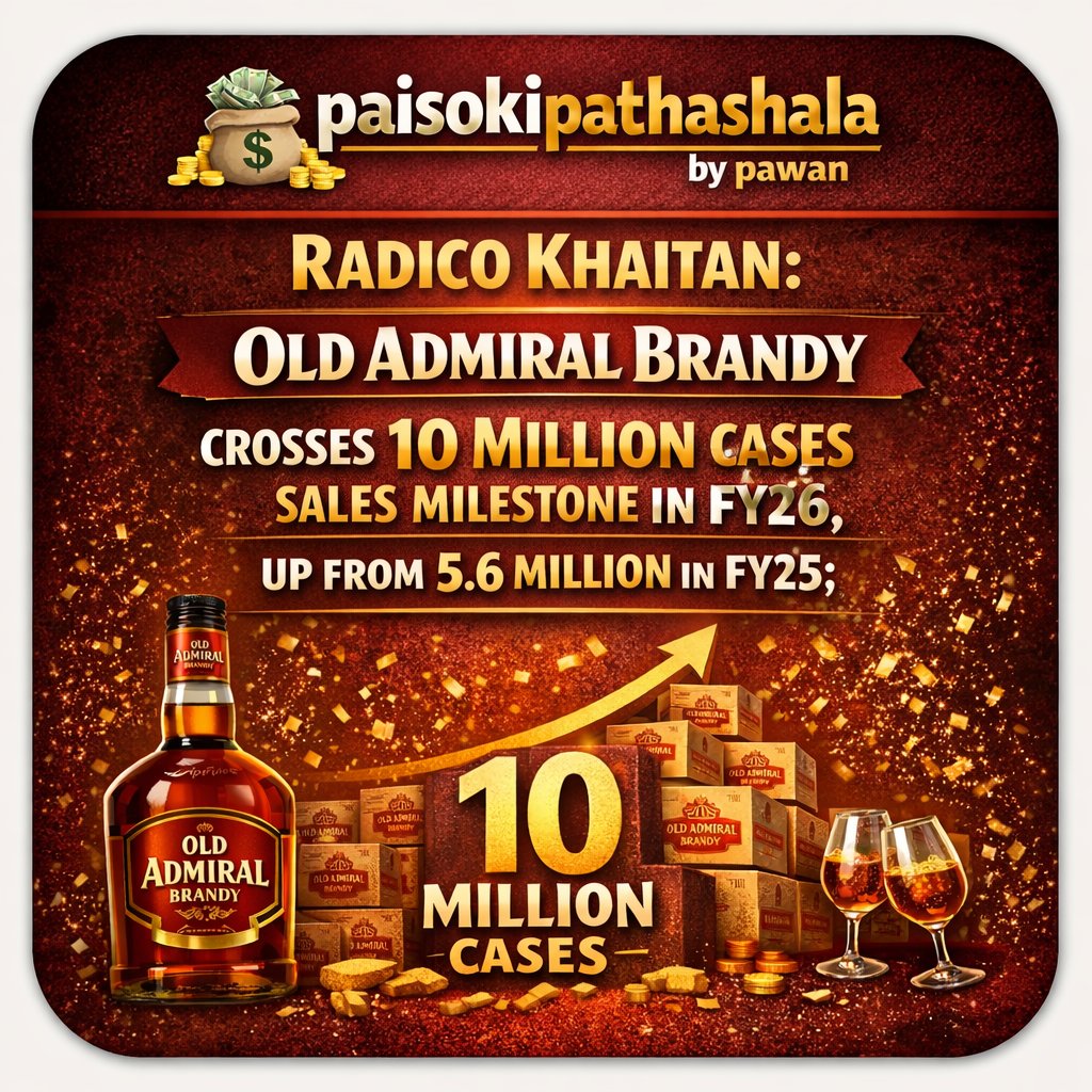 paisa_pathshala's tweet photo. 📊 One brand. One year. Nearly 2X sales growth.
Radico Khaitan’s Old Admiral Brandy just crossed 10 Million cases in FY26.
Last year it was 5.6 Million.
Regional demand can build massive businesses.
#StockMarketIndia #liqour #stockmarketcrash #radicokhaitan #brandy #Sales https://t.co/qrQjCHscQT