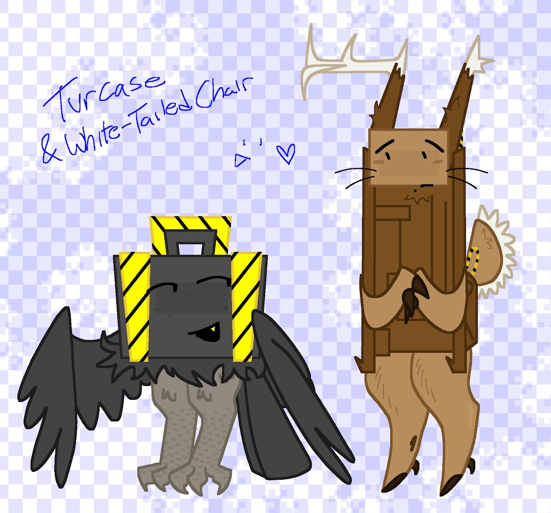 lobsterfanboy's tweet photo. day 49 of drawing suitcase everyday until she has merch again
#chaircase animal &amp; color palette swap! except it's not a full animal swap because chair is a white-tailed deer not a fallow https://t.co/DHLefB2EBN