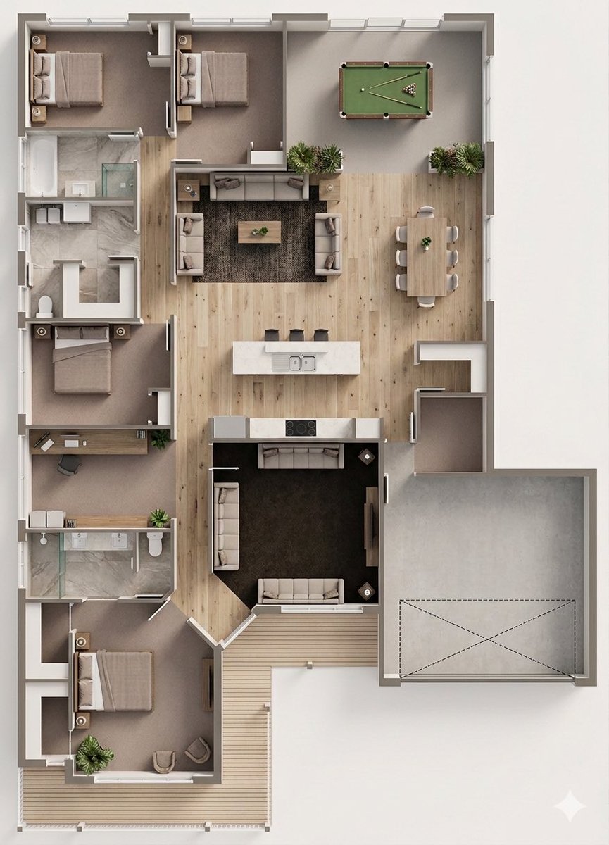 Floor Plan to Photorealistic 3D Render Conversion