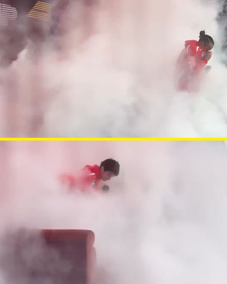Motorsport's tweet photo. A smoke machine malfunction created havoc during Ferrari's Q&amp;A before F1 practice. 😳 https://t.co/HcFfsfoB0S