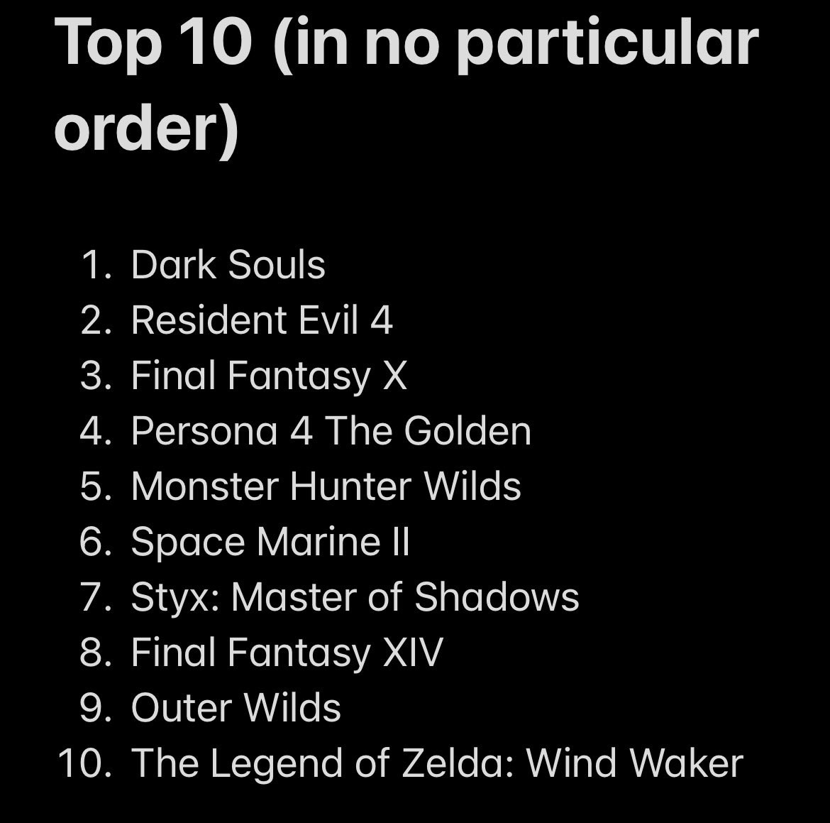 This seems like a fun game to play. What’s your list?