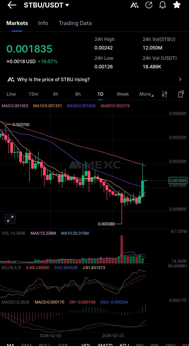 DhCryptoGroup's tweet photo. ⚡⚡⚡⚡⚡
Check out how thin is $STBU order book on @MEXC_Official !!! $STBU IS NOT meant to worth $350K mcap after @CantonNetwork integration! It is worth $100 MILLION !! That is $0.377 per $STBU token!
🚀🚀🚀🚀

@StoboxCompany @DeyevGene https://t.co/whE52P0Txw