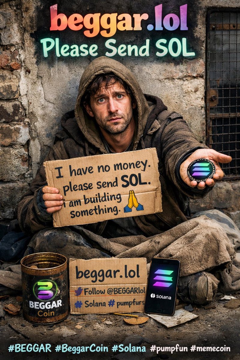 BEGGARlol's tweet image. LinkedIn: "excited to announce my new venture"

$BEGGAR founder: "i have no money. please send SOL. i am building something. 🙏"

same energy. one is just more honest.

beggar.lol
Follow @BEGGARlol for updates

#BEGGAR #BeggarCoin #Solana #pumpfun #memecoin