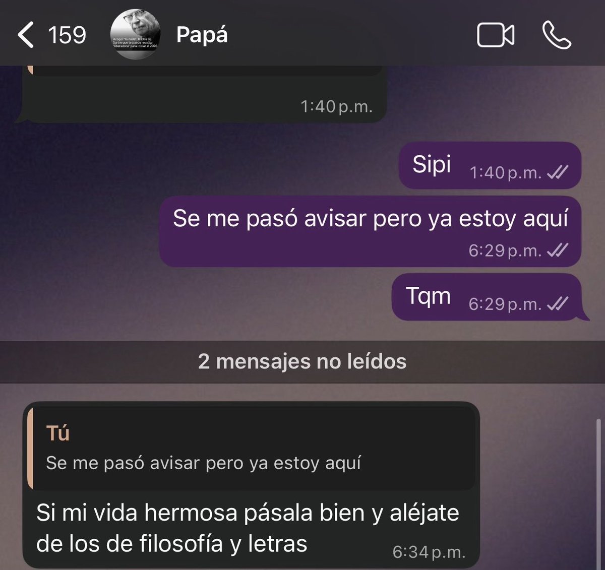 Mi papá bien de la nada