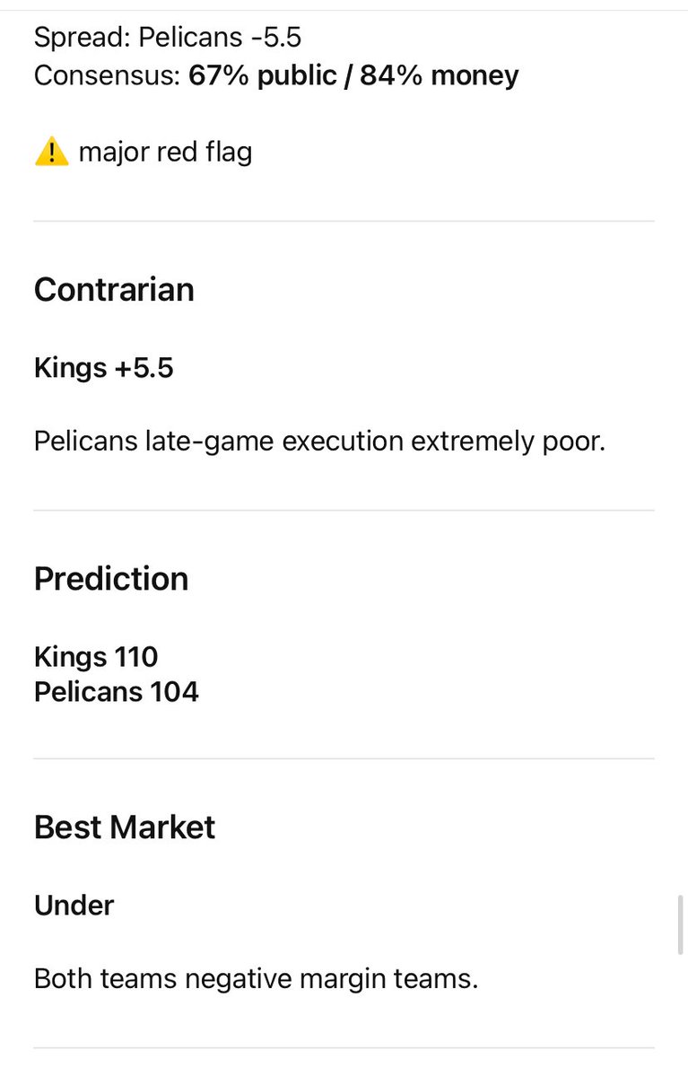 vrontiVII's tweet photo. @ProfPigskinEsq @AstrapiV 🏀🔮
Raptors 112, Wolves 108
Kings 110, Pelicans 104

Minnesota strong but margin creation inconsistent.

Pelicans late-game execution extremely poor. https://t.co/hz0ZIeYqwk