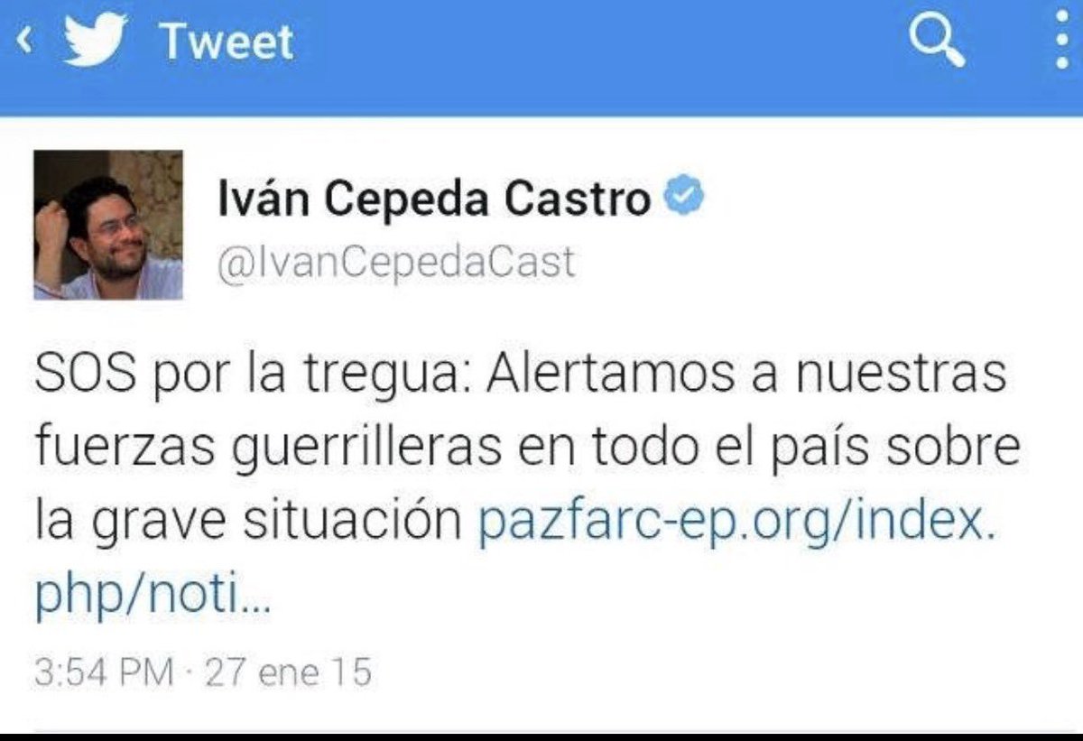 Un dato de jueves. Este trino o post de <a href="/IvanCepedaCast/">Iván Cepeda Castro</a> es real, fue publicado en su cuenta en esa fecha.
En su momento, varios medios revisaron y verificaron que sí fue publicado y la oficina del senador dijo que había sido un "error técnico" y lo cambiaron por uno más "suave"