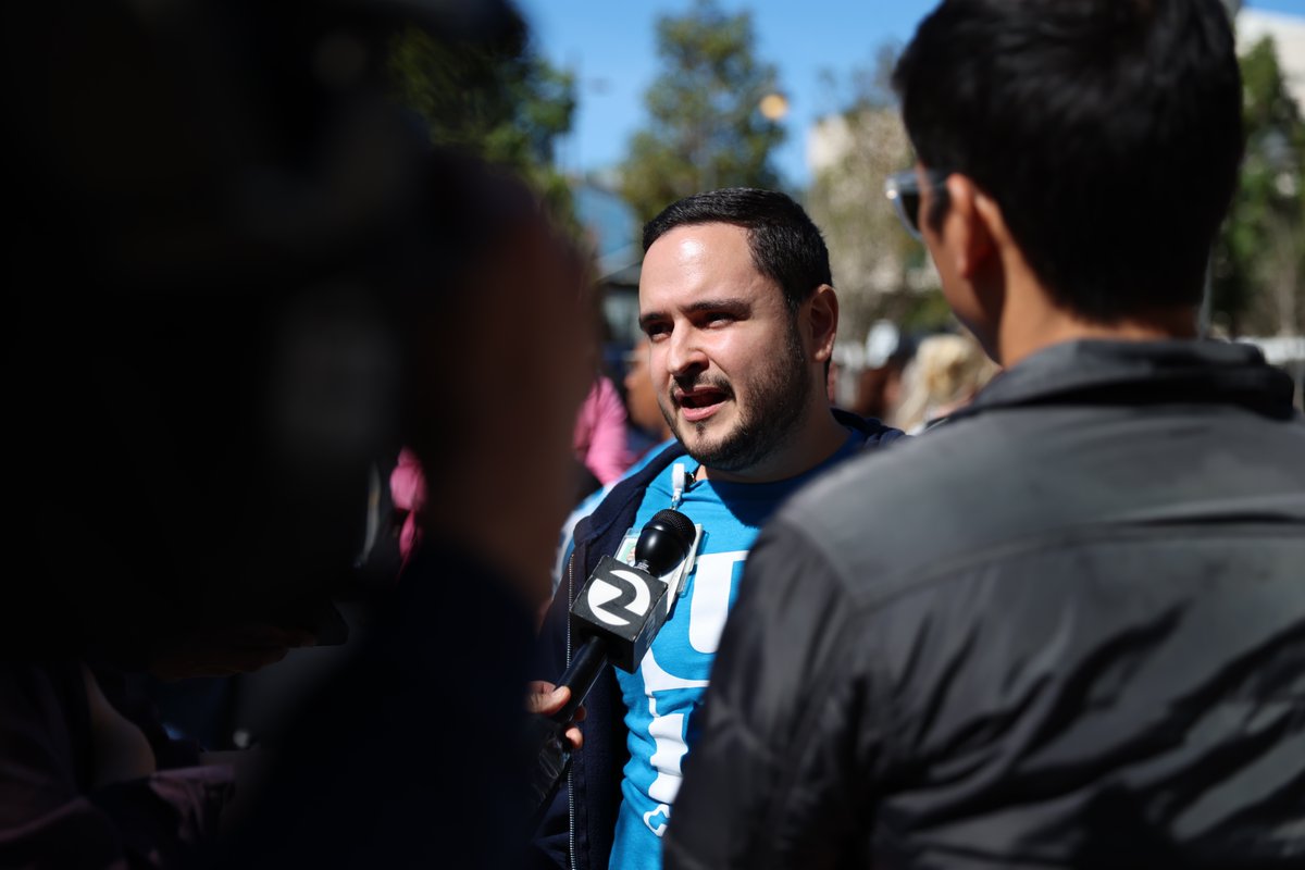 UPTECWA's tweet image. ⁉️Where is @UCSF? Two months after UPTE member and UCSF social worker Alberto Rangel was stabbed and killed, UCSF social workers and UPTE members rallied at Mission Bay to demand common-sense safety measures to protect workers from violence. #UCSF #UC #SF #WorkplaceSafety