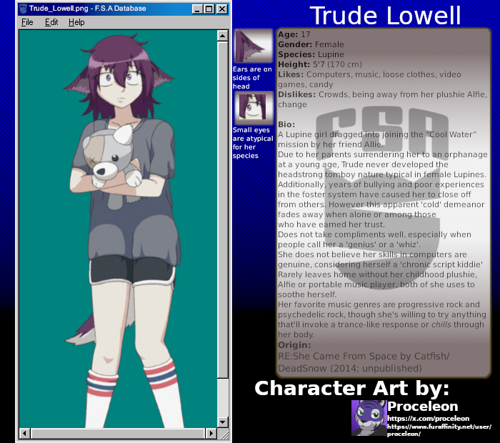 PascalCatfish's tweet photo. Thanks to @proceleon, another character from my novel is visually realized. Say hello to the Lupine (wolf) girl, Trude Lowell. She's a reclusive oddball, this one. Also, this means that the alien trio is now complete! https://t.co/urzwlvCedE