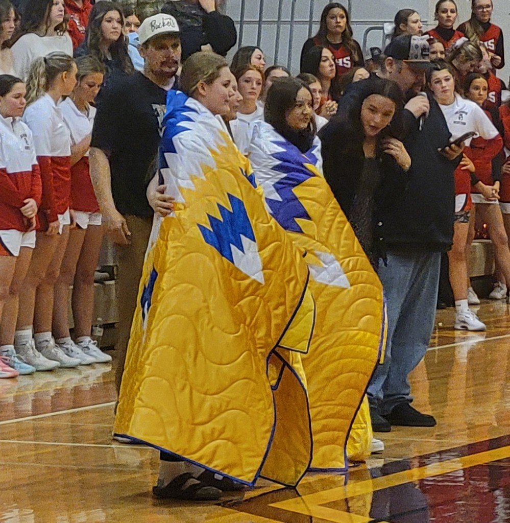 spsactivities's tweet photo. Star Quilt Ceremony at the Northern B Divisional Tournament.

Congratulations Elly McDermott and Zoey Fisher. https://t.co/KVCVwgxOua