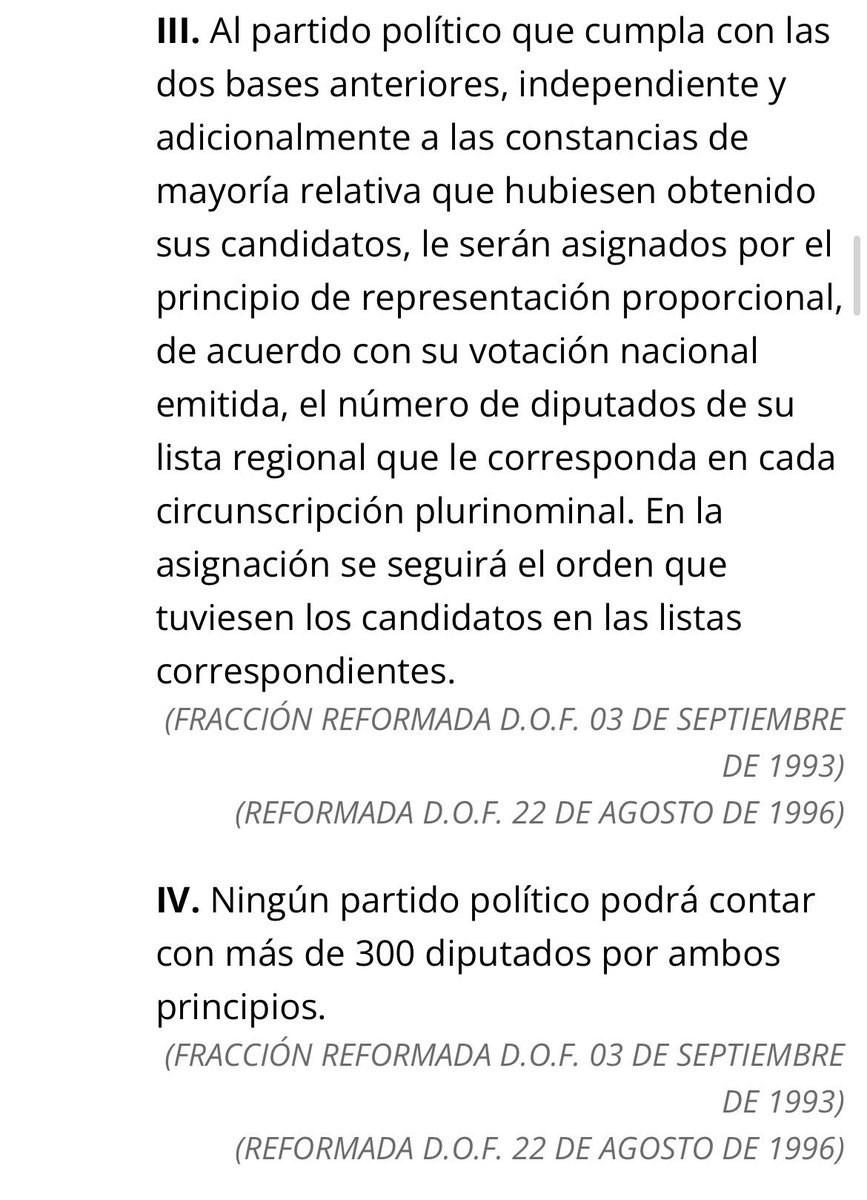 letroblesrosa's tweet photo. @CarlosTorresF_ @partidoverdemex @hamlet_almaguer Tiene razón en lo que dice el 52 constitucional, pero olvida que el 54 constitucional detalla el mecanismo de asignación de esas 200 diputaciones plurinominales.

Por lo tanto, miente. No pueden modificar la fórmula desde una reforma legal. Sería totalmente inconstitucional. https://t.co/hBdIGccOTq
