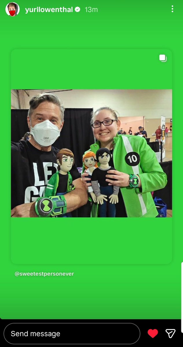 SweetestPerson's tweet photo. @ToonHive Ben Tennyson, got to meet him back in December with my custom made plushes and I was happy that he wore my Ultimatrix 🤩 https://t.co/DJMuRCARbS