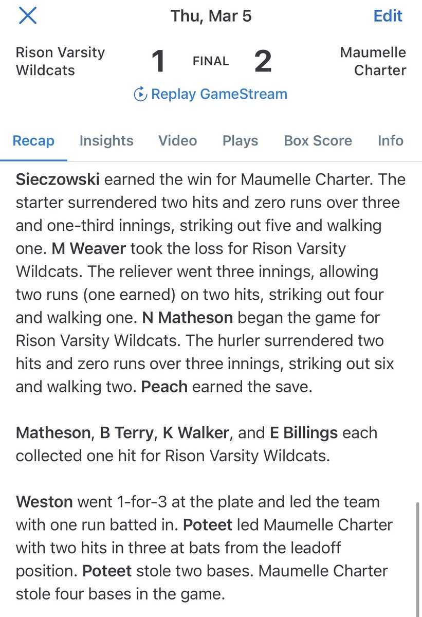 Rison Wildcat Baseball tweet media