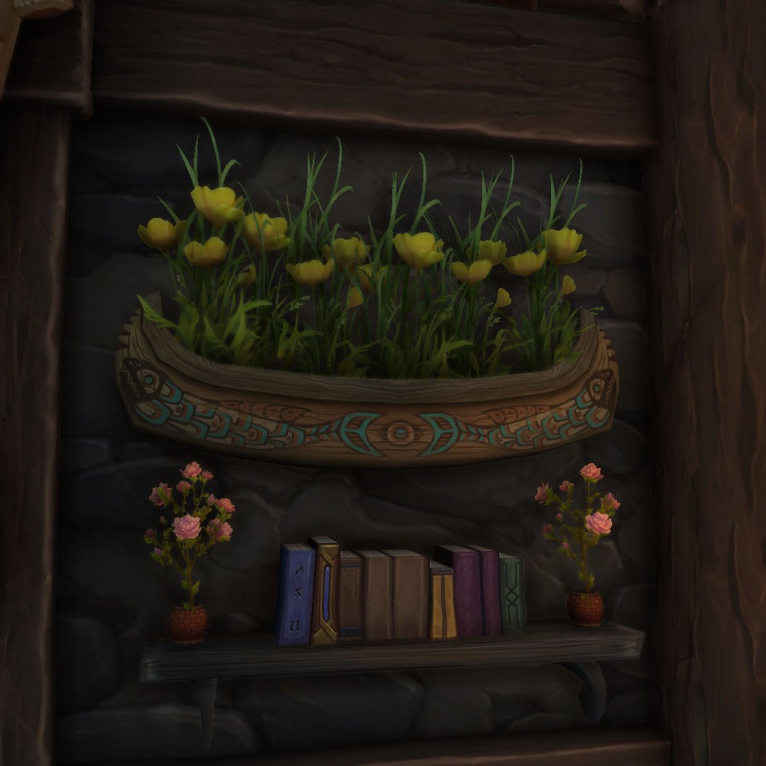 I loved this canoe but couldn't for the life of me decide where to put it... When in doubt, add flowers! Trying to pretty up my Horde house a bit and this was a great addition 😁 #Warcraft