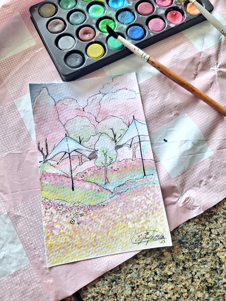 SpeedSymphony's tweet photo. Little landscape sketch done out on a hot day 🌸🌳🌸 https://t.co/vqWi0EpkWL