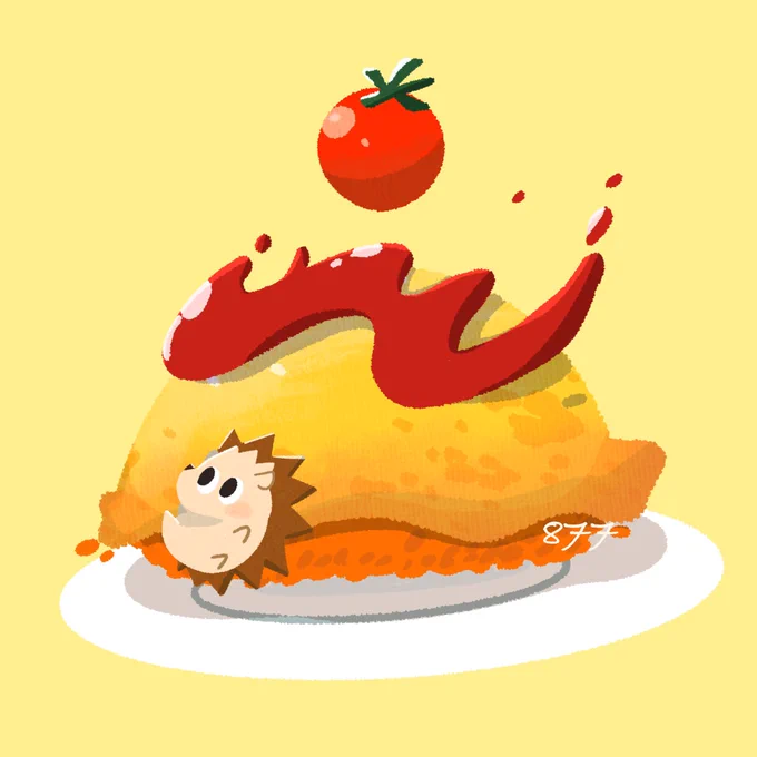 #三成殿の引用リポスト祭り 食べ物やポケモンを主線なしで描いております。skebなども募集中