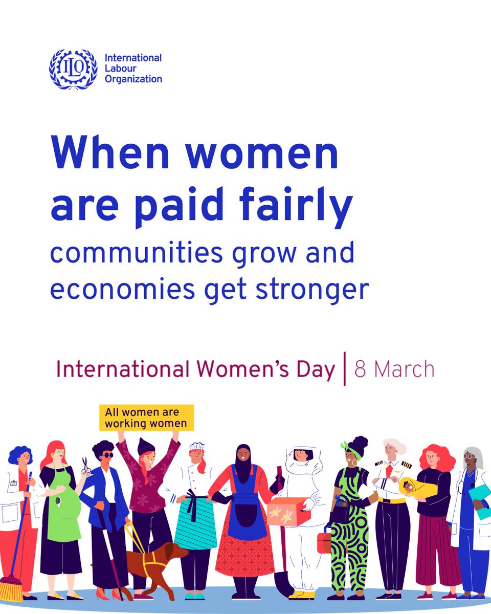 ilo's tweet photo. Women’s rights at work weren’t always guaranteed.

For decades, equal pay for work of equal value wasn’t recognized internationally, and discrimination often went unchallenged.

ILO Conventions have helped drive progress, but the work is far from complete. #IWD2026 https://t.co/ka5OSMtKV5