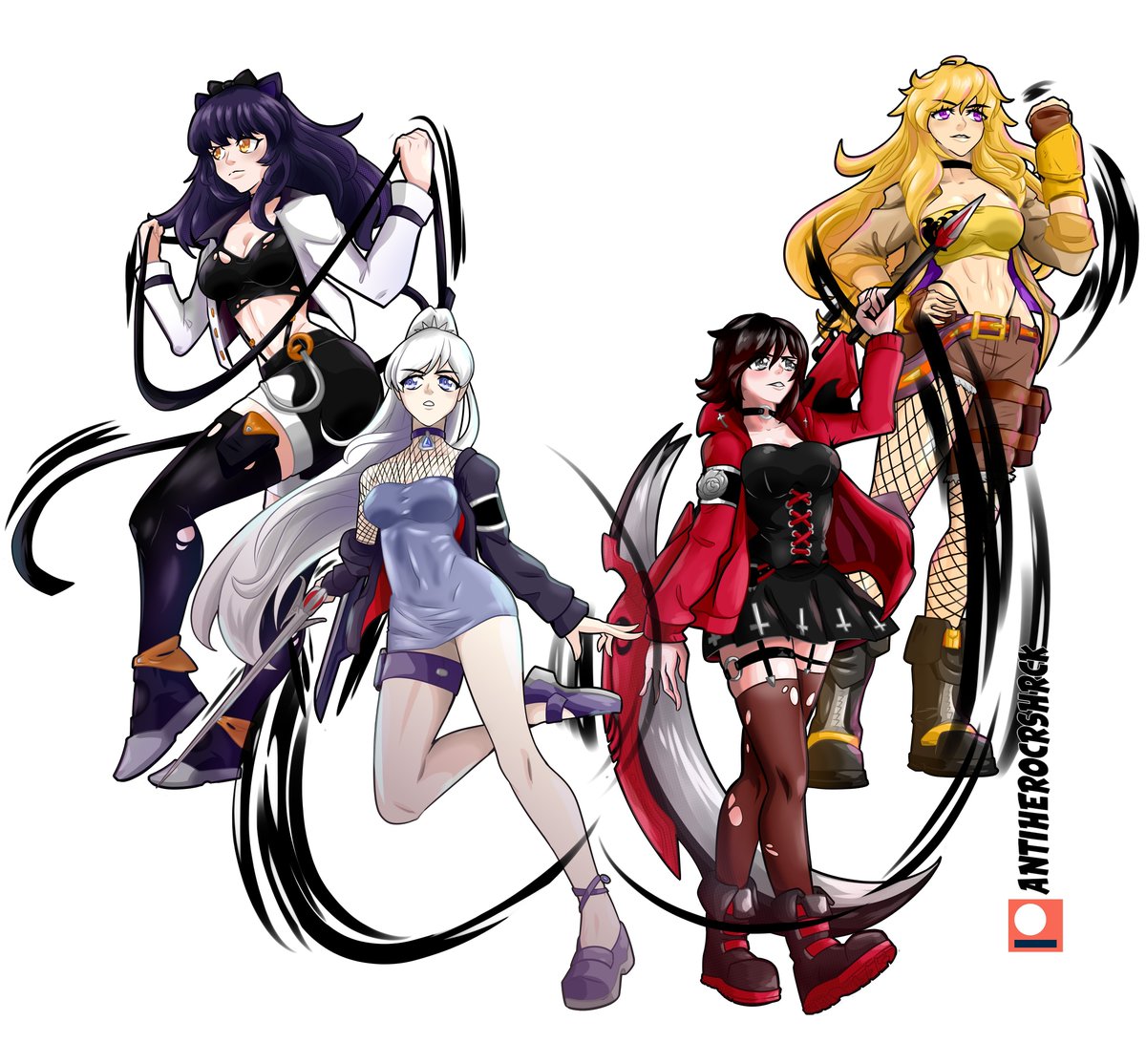 Taking advantage of the fact that RWBY has resurfaced, I bring you this fanart that I LOVED MAKING of our heroines.

#RWBY #rwbyfanart