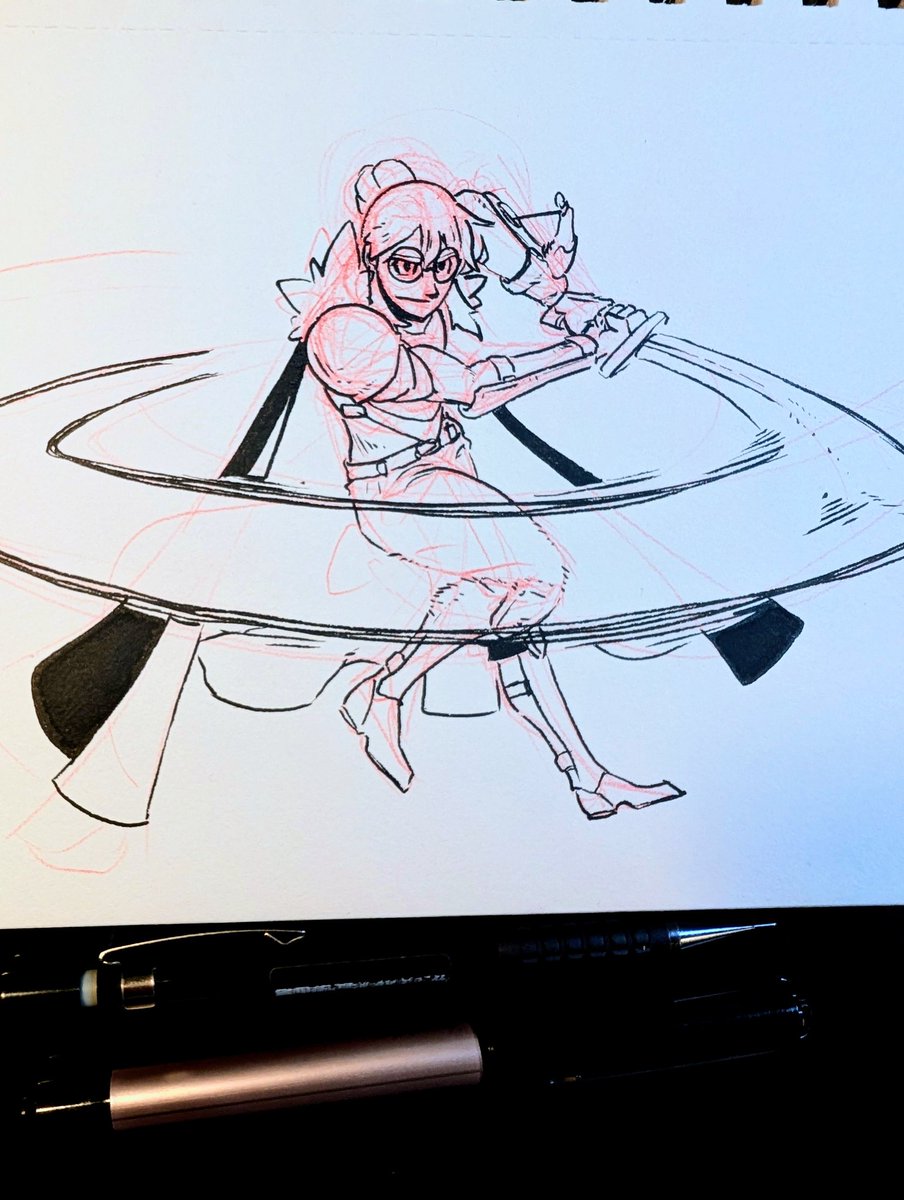 Dadrick2's tweet photo. Trying out the classic dynamic sword swing 

#art #traditionalart #sword https://t.co/X6TC7fLE0B
