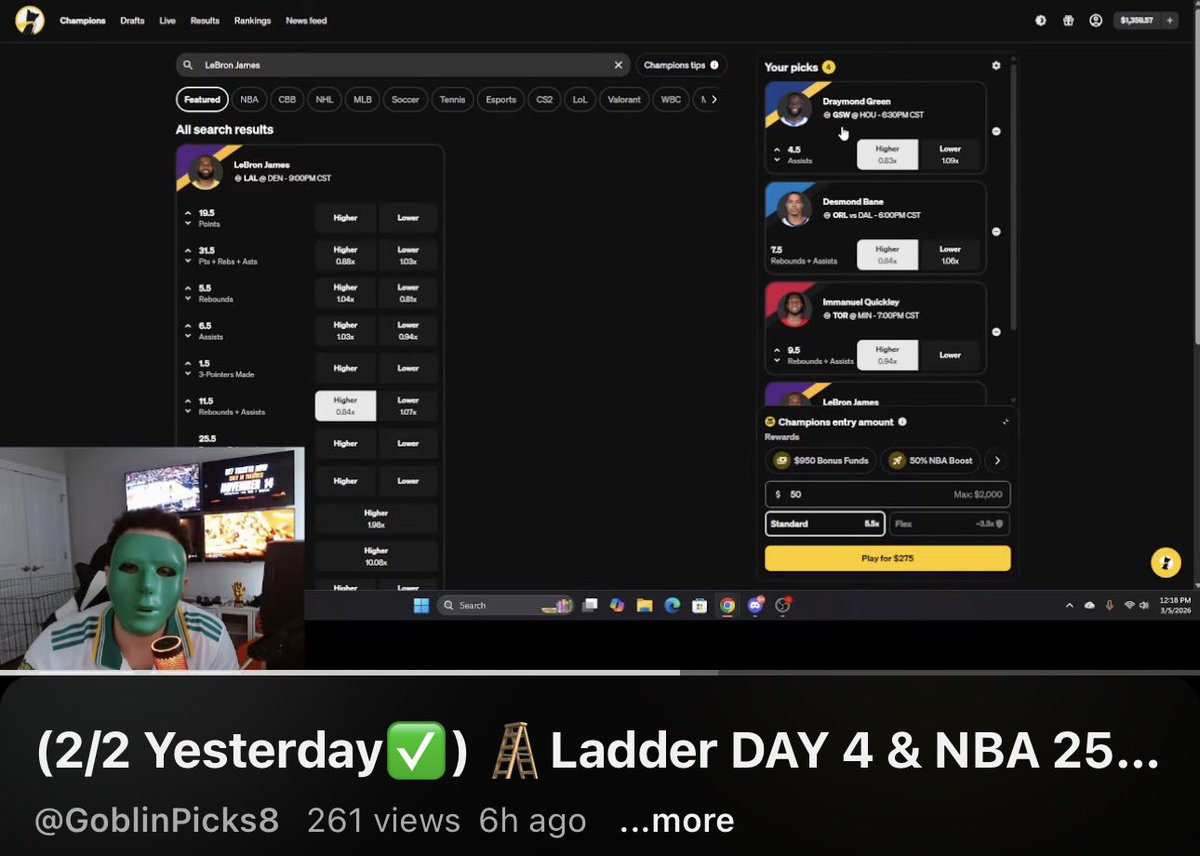 PotdPrizepicks's tweet photo. If you see in the picture the 3 man 6X on the Live on the underdog is well on pace 

Let’s hope for the best and we cash another live slip🤝 https://t.co/L8FwHpkZte