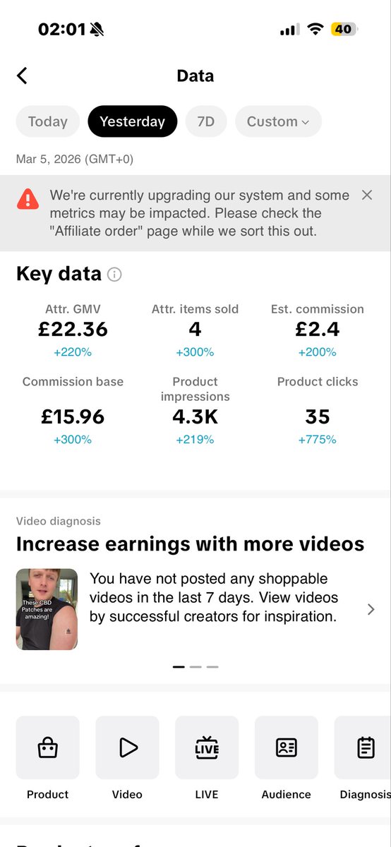 Day 2 of Faceless AI TikTok Shop + Virlo.

4 sales, about a 0.1% view to sale rate which is not terrible but need to get wayyy more views, 

Aiming to get up to 20,000+ views by day 5.
