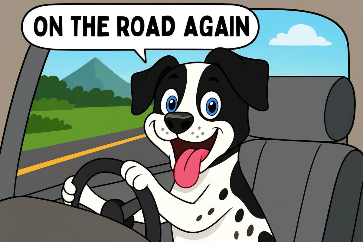 Bisket wanted to visit his mom. I was busy so she drove herself!