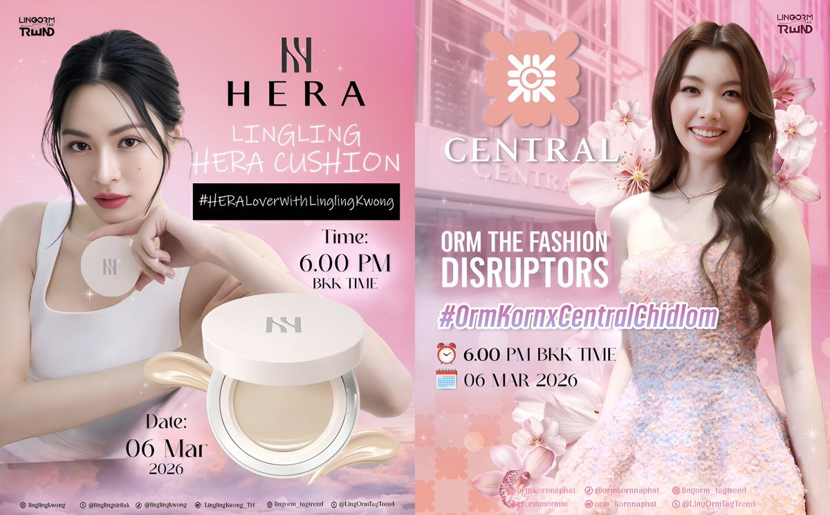 ⸝⸝⸝ 🛎 𝐓𝐫𝐞𝐧𝐝𝐢𝐧𝐠 𝐀𝐧𝐧𝐨𝐮𝐧𝐜𝐞𝐦𝐞𝐧𝐭 📈
#LingOrm #หลิงออม

สรุปการใช้แท็กนะคะ เนื่องจากทั้งสองคนไปงานเดียวกัน แต่ในนามของคนละแบรนด์ จึงต้องมีแท็กแยกมาเพิ่ม 

ทุกคนสามารถติดแท็กได้ตามข้างล่าง หรือตามที่ทุกคนสะดวกได้เลยน้า เริ่ม 6:00 PM BKK || 06 MAR 2026

- For