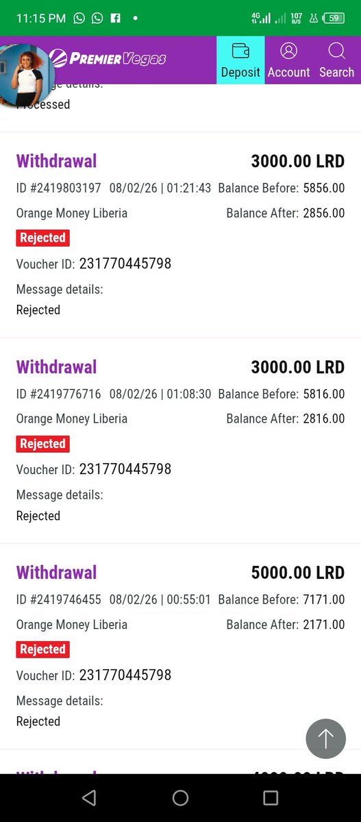 bahousmane211's tweet photo. @PremierBetLR How I will get my money
This I withdraw money from my account but the money I not received it in my phone number https://t.co/MqCCn6Mq1R