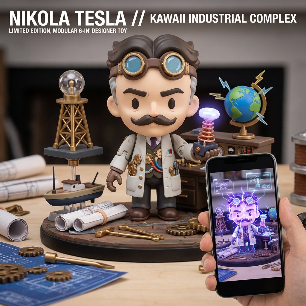 Gdgtify's tweet photo. I love these designer toys. Here is another Nano Banana prompt for these  

Do this for Einstein -> semantic inference: SELECT * FROM Designer_Toys
WHERE artistic_style = 'Kawaii / Industrial Complex'
AND subject_matter = '[INVENTOR]';

/* RENDER LOGIC: */
-- Core: A modular 6-inch collectible figure with interchangeable parts.
-- Centerpiece: Chibi-style [INVENTOR] with oversized head and articulated joints.
-- Kinetic Elements: Miniature versions of AI_INFER(their inventions) that can be attached to the figure.
-- Base Detail: A display stand shaped like AI_INFER(their workshop) with tiny tools and blueprints.
-- Ethereal Detail: Augmented reality elements visible through a companion app showing AI_INFER(their thought process).