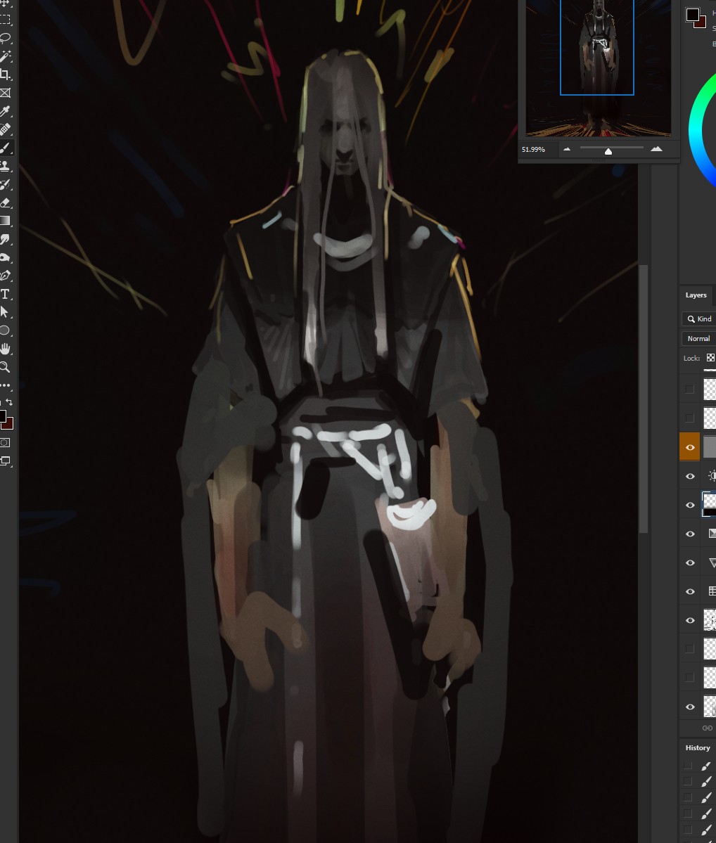 A WIP of the dark priest Enki. A frail soul in constant desire for deeper and darker enlightenment. 
#FearandHunger