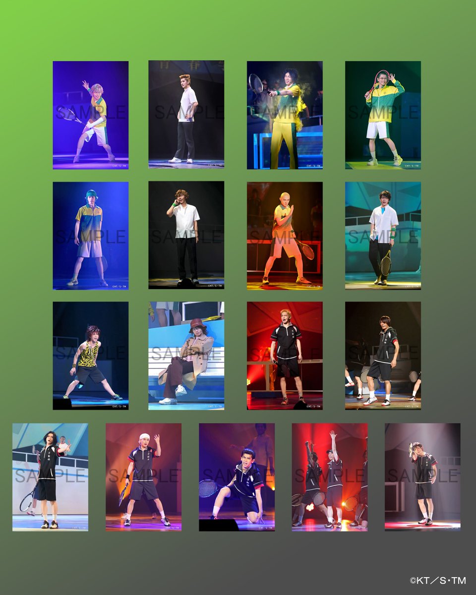 【#テニミュ 四天宝寺公演グッズ紹介🎾】
オリジナルランダムステージブロマイドは本公演の名場面、熱い試合を切り取ったブロマイドです📸
明日から始まる東京凱旋公演より販売を開始いたします！
＜青学＆亜久津＆河村の父＞＜四天宝寺＆不動峰＞からランダムでの販売です。