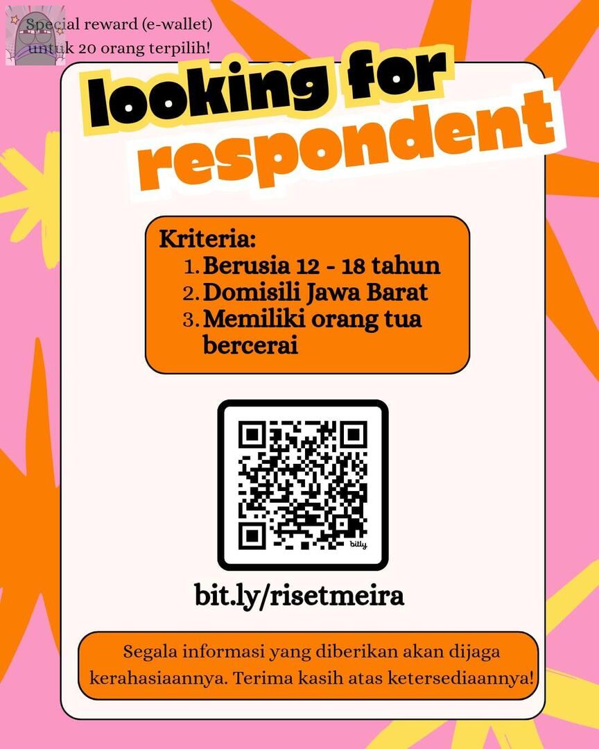 💚 Hii aku lagi melakukan penelitian, kalau sesuai kriteria dan berkenan untuk mengisi bisa akses QR di poster atau reply aja nanti aku DM, akan ada reward jg buat yang beruntung, thank youu 🥺❤️