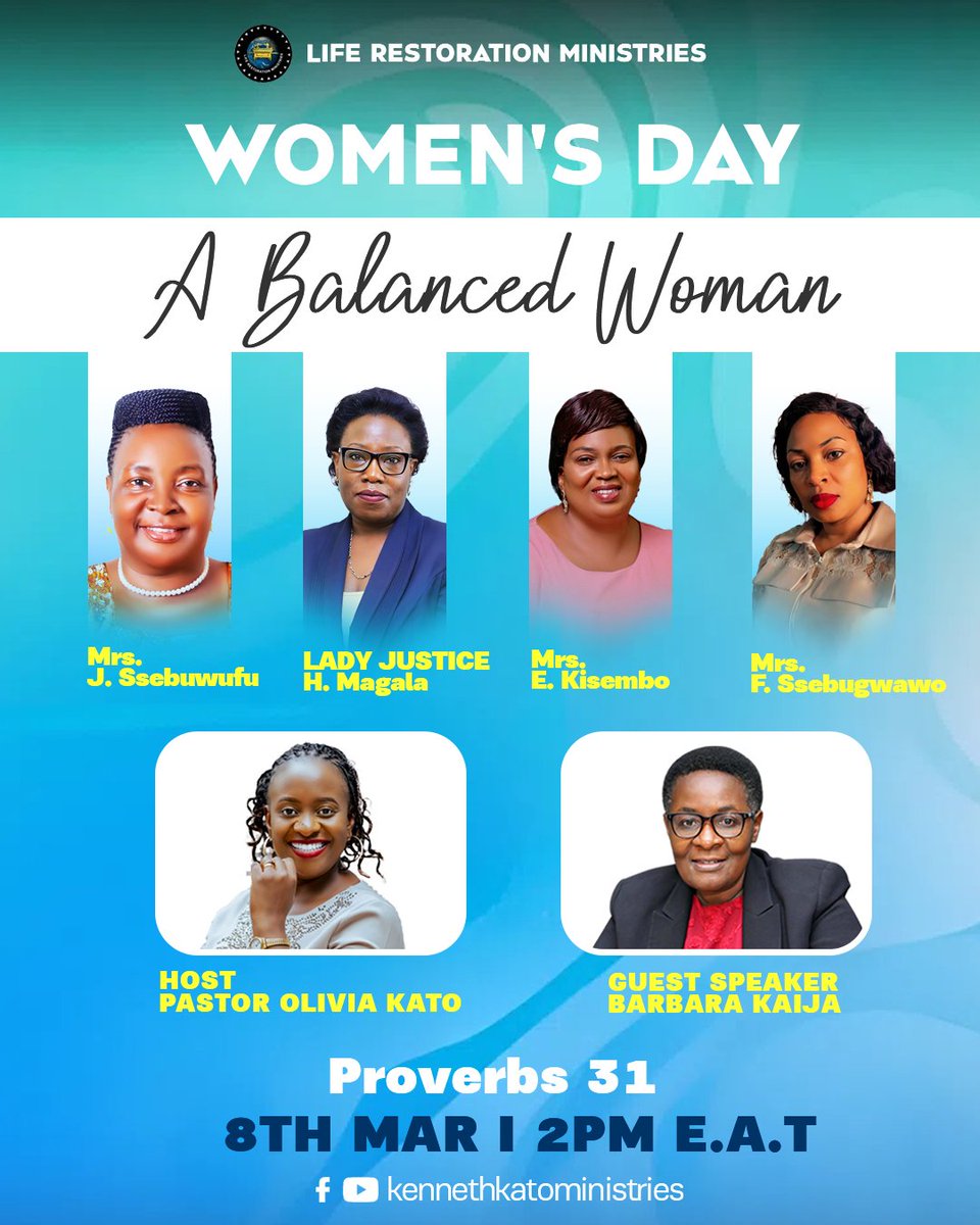 kennethkatom's tweet photo. Lady, you are hereby invited for a great service on Women's Day this 8th of March 2026 starting at 2pm (E.A.T) at Life Restoration Ministries in Nansana Bujuuko. 
Invite a fellow lady. 
#pastorkennethkato
#pastoroliviakato https://t.co/yh5RrGTOEb