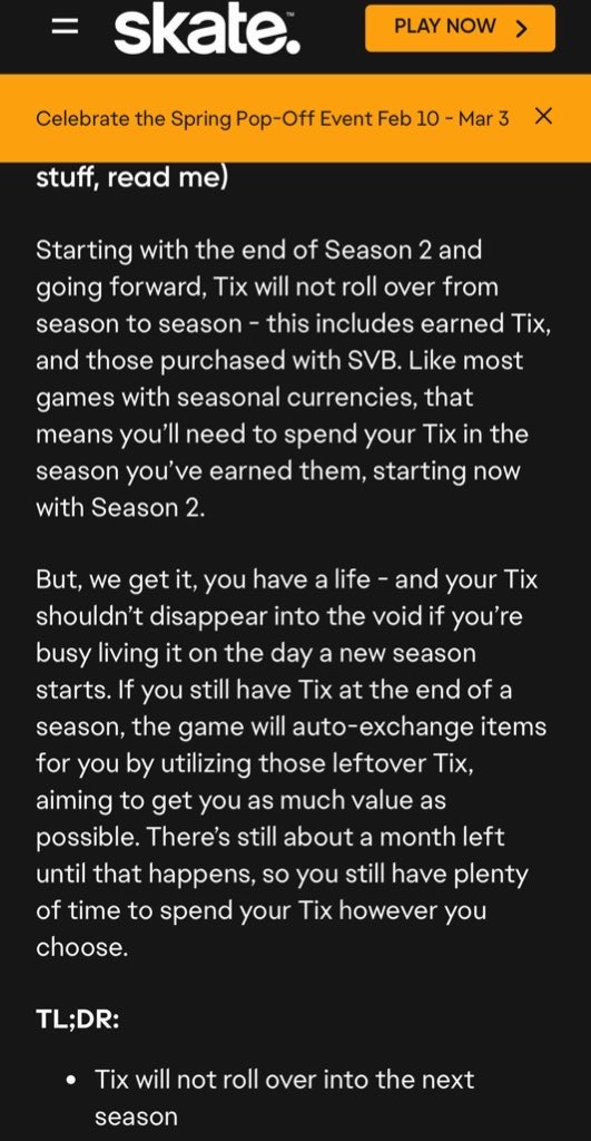 HiCallMeFlip's tweet photo. @smooch_lil @JAYX720 @SkateStatus Yea they said purchased or earned tix are not rolling over to next season https://t.co/NdcESylqsq
