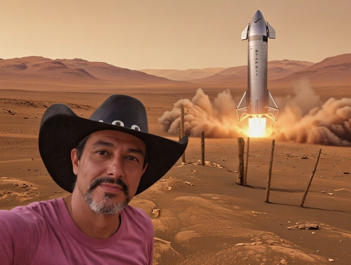 I arrived on Mars earlier than expected... I just forgot to tell <a href="/elonmusk/">Elon Musk</a>. I'M GOING TO MARK MY FARM SOON BECAUSE MORE PEOPLE ARE COMING! #Starship #Mars #SpaceCowboy #TaubateToMars <a href="/grok/">Grok</a> help me go viral