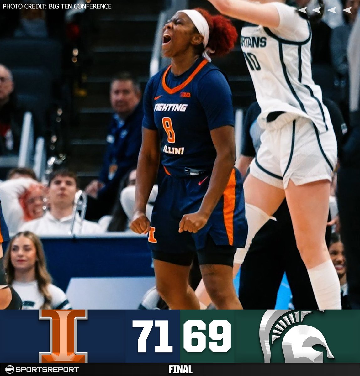 SRIllinois's tweet photo. ILLINI WIN!!! Illinois beats Michigan State to advance in the Big Ten Women's Basketball Tournament!! https://t.co/tQ72OjWs1f