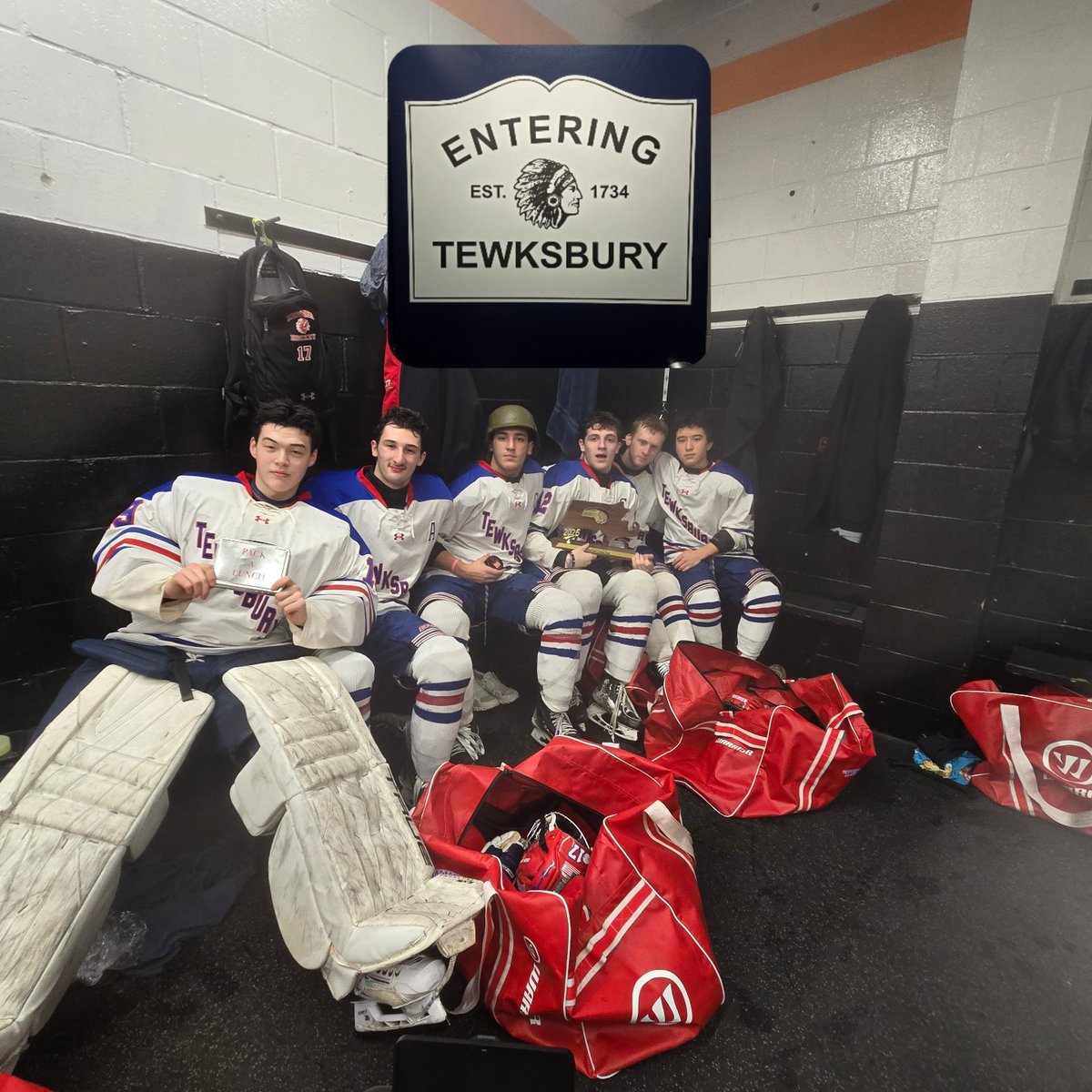 TMHSHOCKEY's tweet photo. REDMEN WIN 8-0! MIAA DII FINAL 4 💪 Lot of kiddos...but Capt.Jake Cunha 4 pts 100 career points #Bucket👊👏👏 Bourgea & KJ 4pts each👊 👊 Cole solid between 🥅 18/18 back2back SO #PackaLunchGuy 👊 #RedmenWin #RedmenPride Next: TBD https://t.co/mQaeSMCaJz