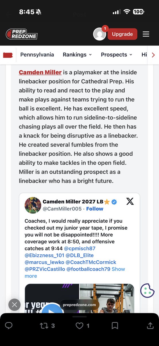 Camden Miller 2027 LB⭐️ tweet media