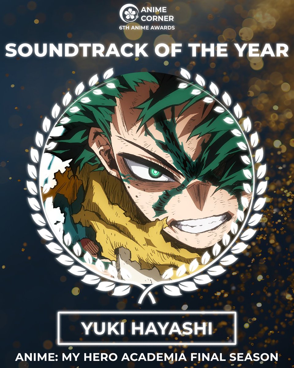 animecorner_ac's tweet photo. 🏆 2025 Anime Awards 🏆
SOUNDTRACK OF THE YEAR
Yuki Hayashi

Studio: BONES FILM
Anime: My Hero Academia FINAL SEASON https://t.co/4StFBeG8xZ