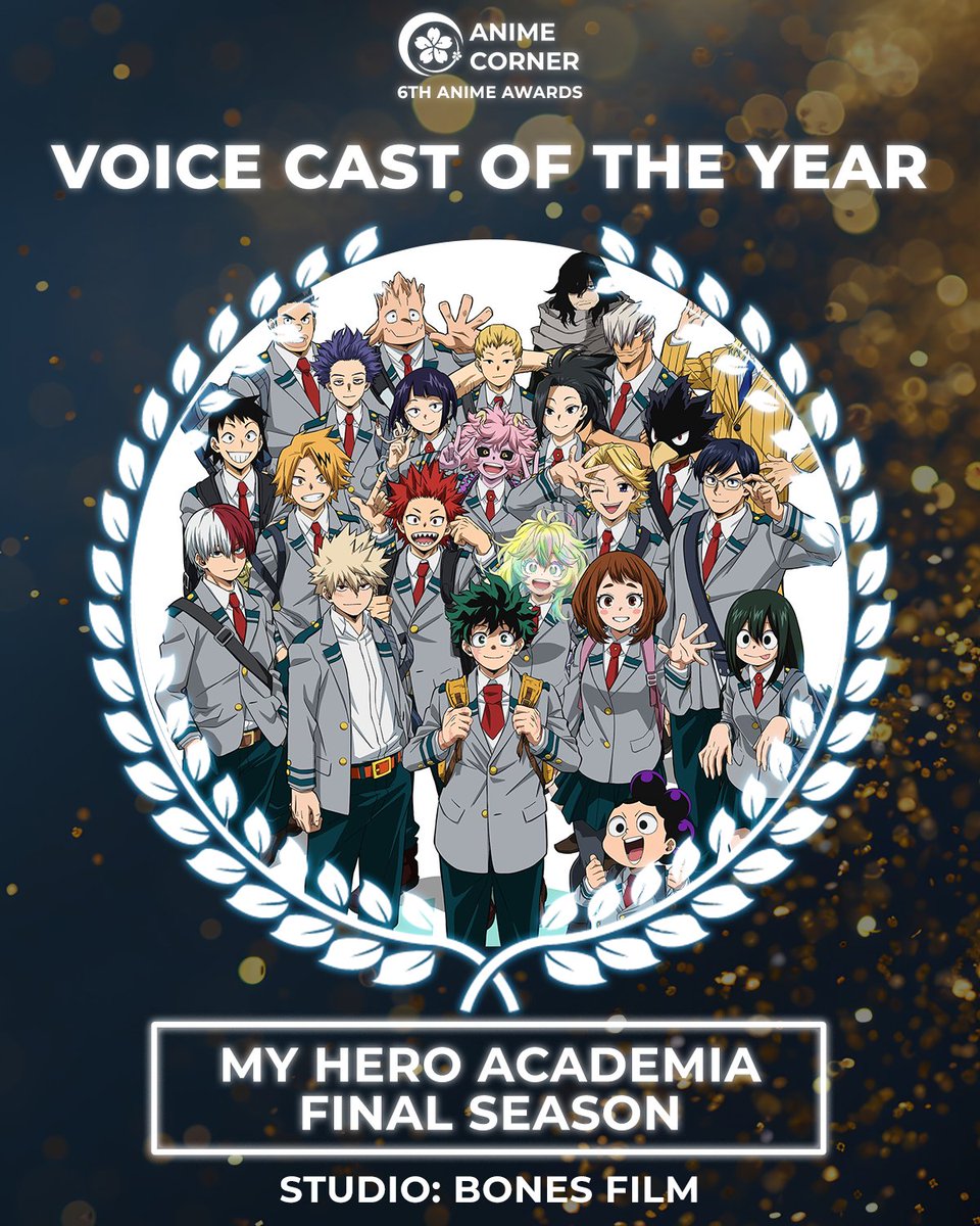 animecorner_ac's tweet photo. 🏆 2025 Anime Awards 🏆
VOICE CAST OF THE YEAR
My Hero Academia FINAL SEASON

Studio: BONES FILM https://t.co/FoCTmJst2f