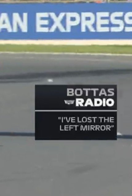 checo: perdí mi espejo derecho
bottas: perdí el espejo izquierdo 
Los amo equipo lpm